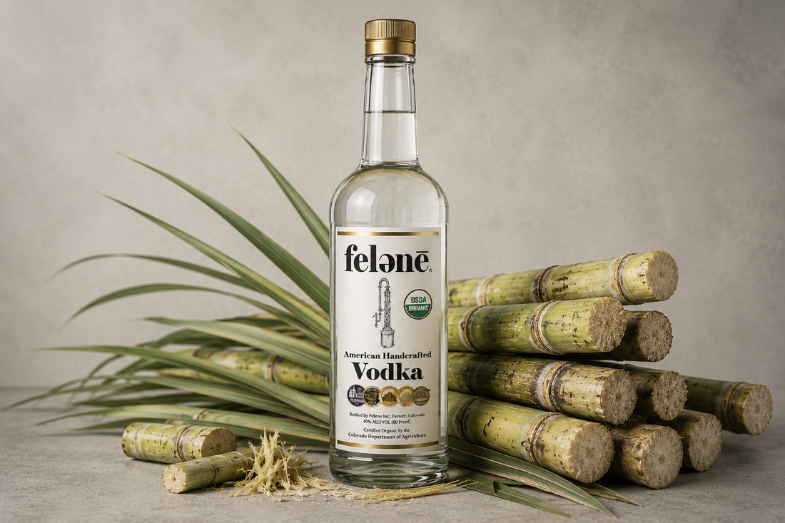 Felene Organic Sugarcane Vodka — distilled from organic sugarcane, naturally gluten-free