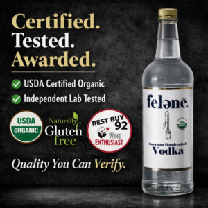 Felene Organic Sugarcane Vodka — USDA Certified Organic bottle with no additives